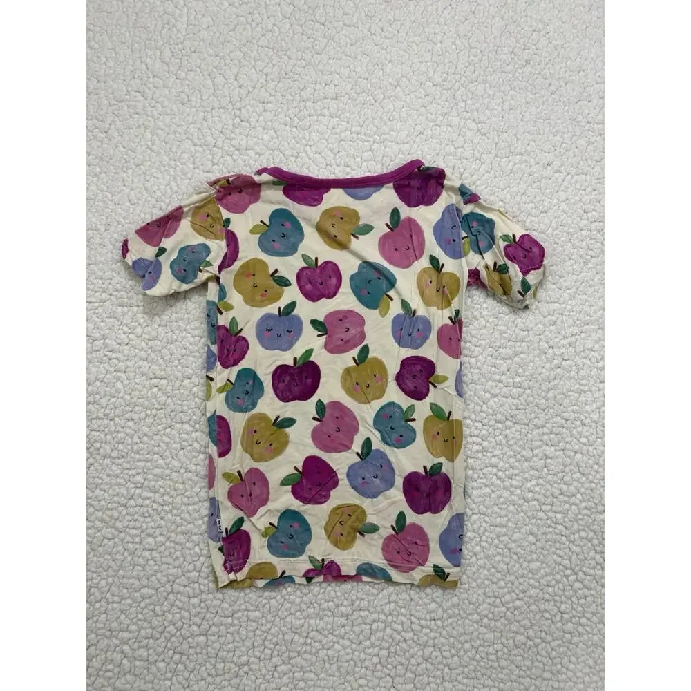 Little Sleepies Berry Apple Of My Eye Fruit Print Short Sleeve Pajama Top Sz 5/6